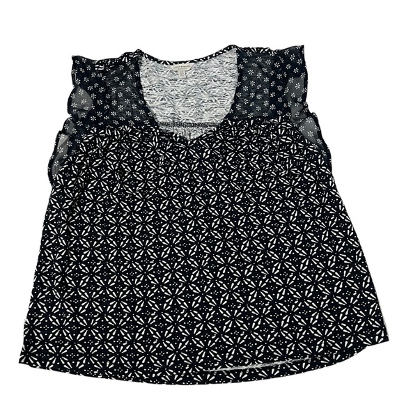 Lucky Brand - Womens Navy Blue Sheer Ruffle Sleeve Top Sz. MD - Picture 7 of 11